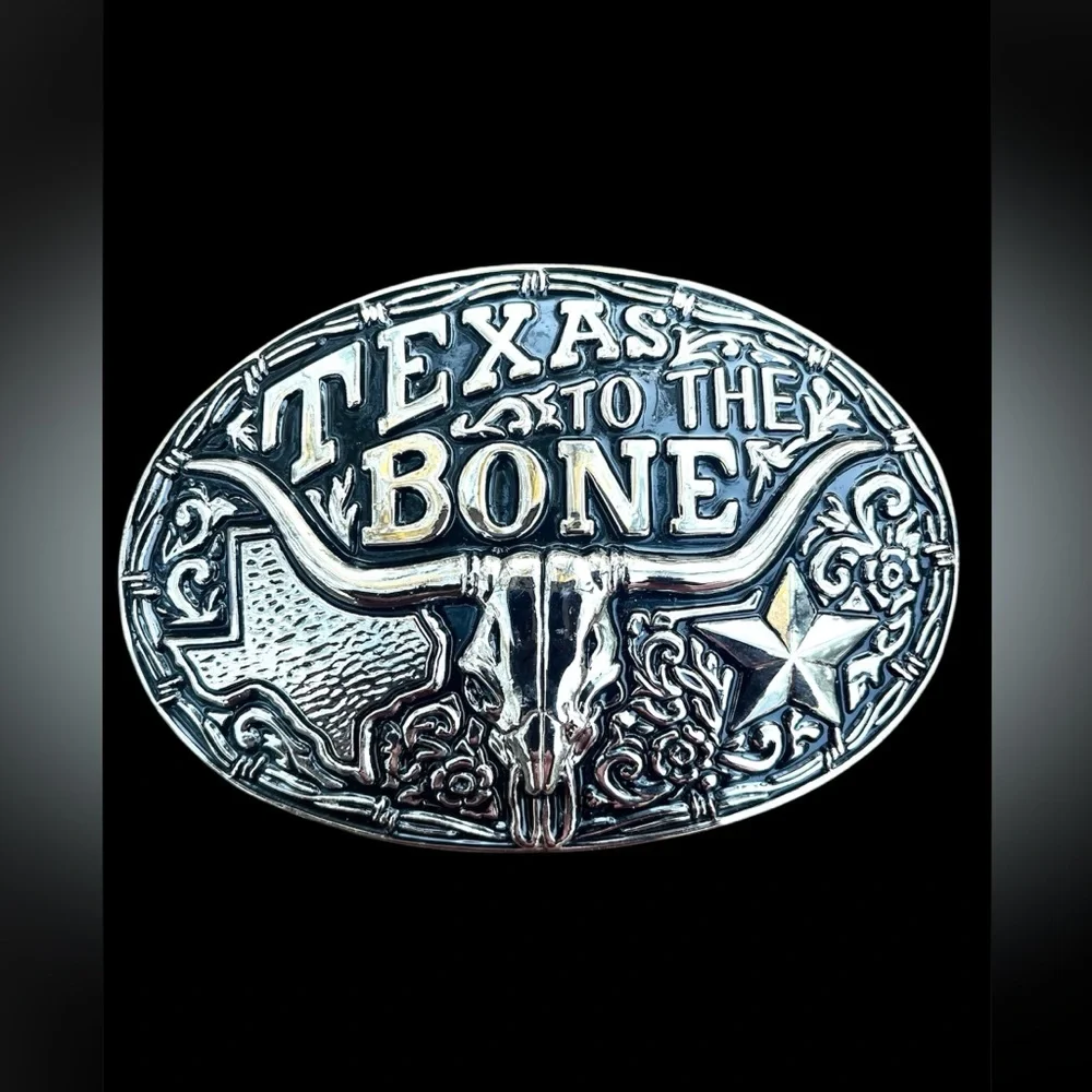 Texas To The Bone Belt Buckle For Cowboy or Western Wear for Men. - Picture 2 of 6
